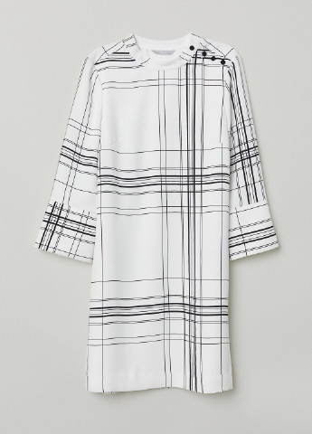 Белое кэжуал платье а-силуэт H&M с абстрактным узором