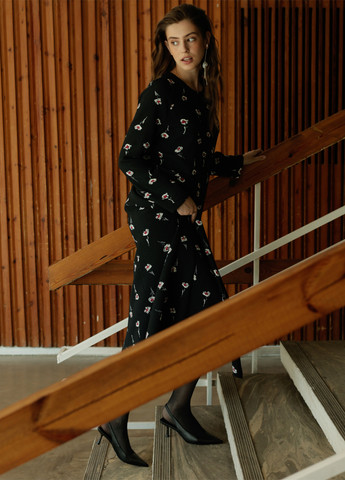 Синее кэжуал платье а-силуэт WKMF с цветочным принтом