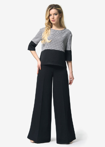 Черно-белый демисезонный комплект (блуза, брюки) Lila Kass