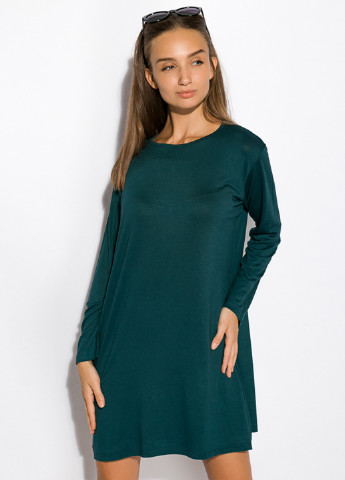 Темно-зеленое кэжуал платье а-силуэт Time of Style однотонное