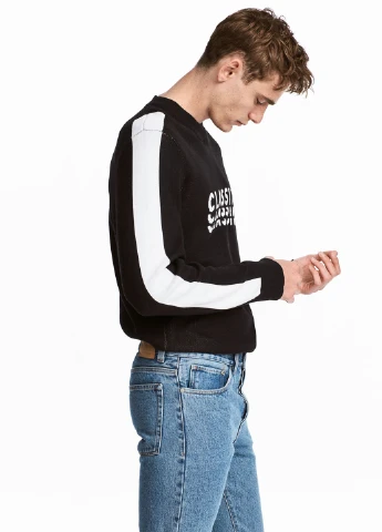 Чорний світшот H&M напис без декору (232268635)