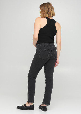 Темно-серые демисезонные зауженные, скинни, укороченные джинсы H&M