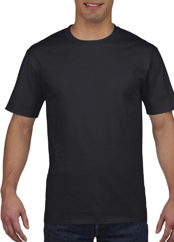 Черная футболка базовая хлопковая чёрная Gildan Premium Cotton