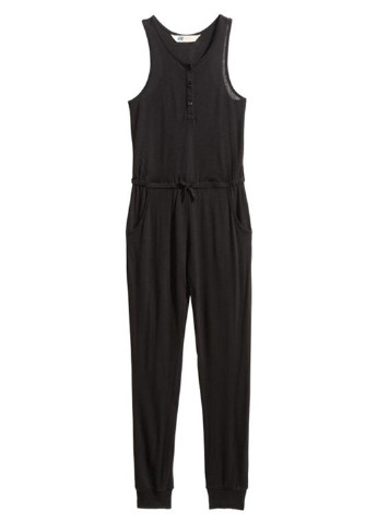 Комбинезон H&M комбинезон-брюки однотонный чёрный кэжуал