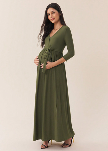Зеленое кэжуал платье для беременных на запах SHEIN однотонное