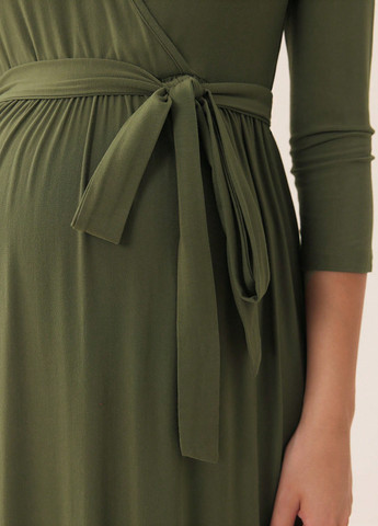 Зеленое кэжуал платье для беременных на запах SHEIN однотонное