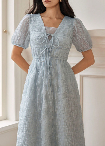 Світло-блакитна вечірня, кежуал сукня в стилі армпір SHEIN однотонна