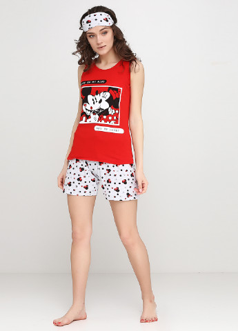 Красная всесезон пижама (майка, шорты, маска для сна) Disney