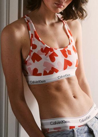 Красный топ бюстгальтер Calvin Klein без косточек полиамид