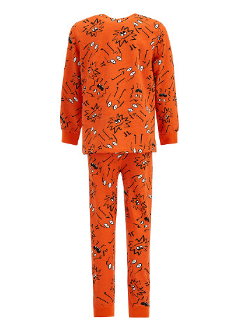 Оранжевая всесезон пижама(брюки, реглан) лонгслив + брюки DeFacto
