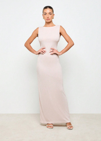 Світло-рожева вечірня сукня з відкритою спиною SHEIN однотонна