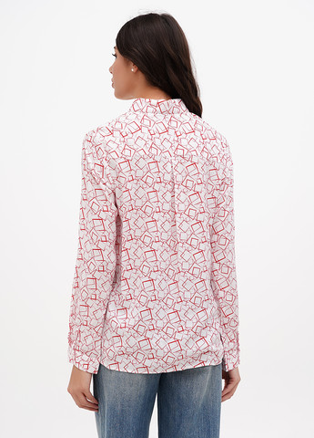 Белая кэжуал рубашка с геометрическим узором Sassofono Club