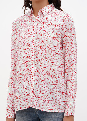 Белая кэжуал рубашка с геометрическим узором Sassofono Club