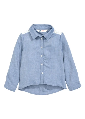 Голубая однотонная блузка H&M демисезонная