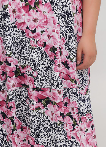 Комбинированное кэжуал платье а-силуэт BABOCHKA XL Collection с цветочным принтом