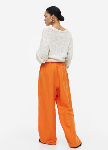 Оранжевые кэжуал демисезонные прямые брюки H&M
