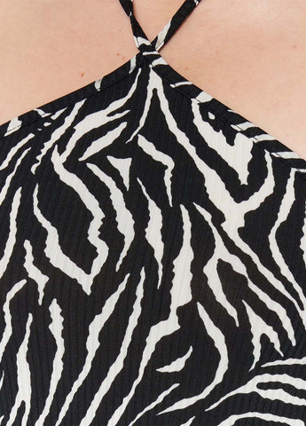 Комбинированное кэжуал платье с открытыми плечами Trendyol зебра