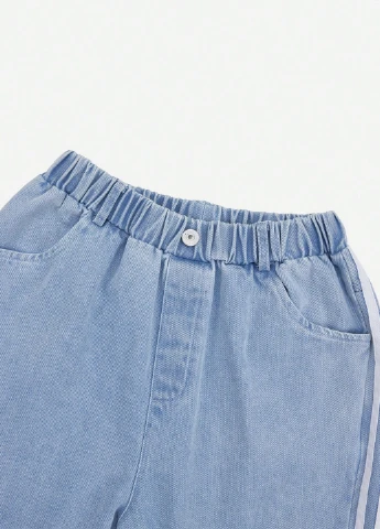 Синие летние каррот фит джинсы SHEIN