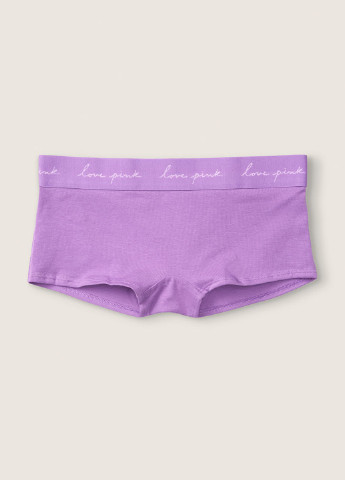 Трусики Victoria's Secret трусики-шорты надписи фиолетовые повседневные хлопок, трикотаж