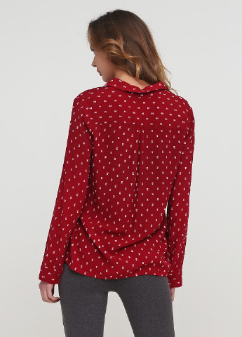 Бордовая домашний рубашка с геометрическим узором Calvin Klein