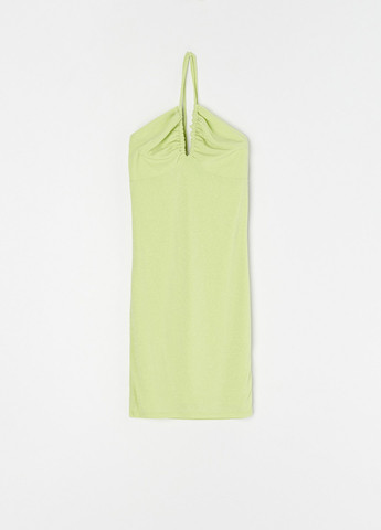 Салатовое кэжуал платье с открытой спиной, с открытыми плечами Sinsay однотонное