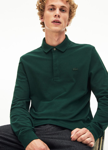 Морской волны футболка-поло для мужчин Lacoste однотонная