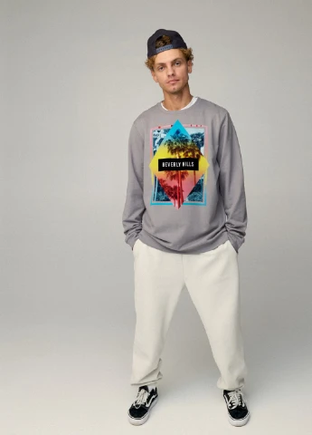 Сірий світшот чоловічий oversize /no flis/ YAPPI (252258905)