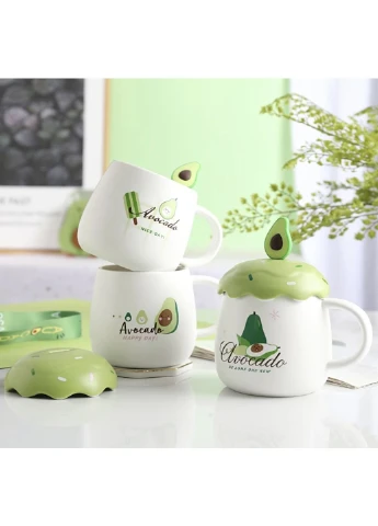 Чашка з кришкою та ложкою Avocado Be some one new TL-00012-4 420 мл Stenson (253612160)