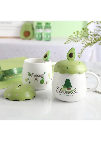 Чашка з кришкою та ложкою Avocado Be some one new TL-00012-4 420 мл Stenson (253612160)