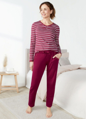 Бордовая всесезон женская пижама лонгслив + брюки Esmara