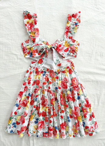 Комбинированное кэжуал платье клеш SHEIN с цветочным принтом