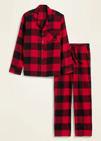 Пижама (рубашка, брюки) Old Navy рубашка + брюки клетка красная домашняя хлопок