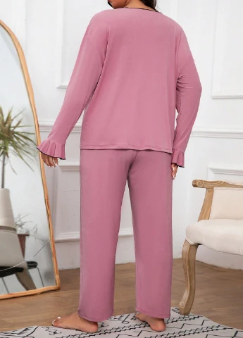 Лиловая всесезон пижама (рубашка, брюки) рубашка + брюки SHEIN
