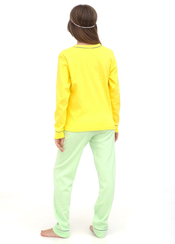 Жовта всесезон піжама (лонгслів, штани, маска для сну) лонгслив + брюки Lucci