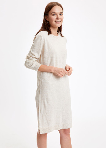 Светло-бежевое кэжуал платье платье-свитер DeFacto
