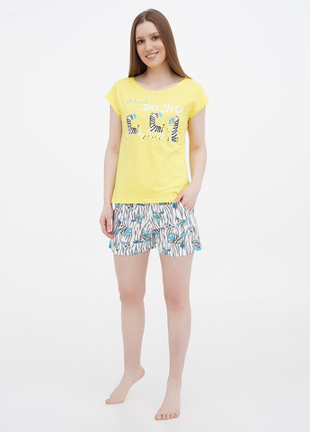 Желтая всесезон пижама (футболка, шорты) футболка + шорты Lucci +
