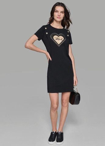 Черное кэжуал платье платье-футболка Karl Lagerfeld с логотипом