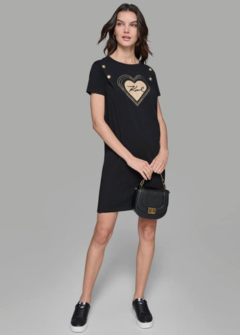Черное кэжуал платье платье-футболка Karl Lagerfeld с логотипом