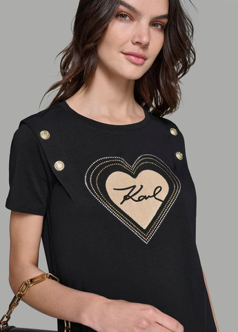Черное кэжуал платье платье-футболка Karl Lagerfeld с логотипом