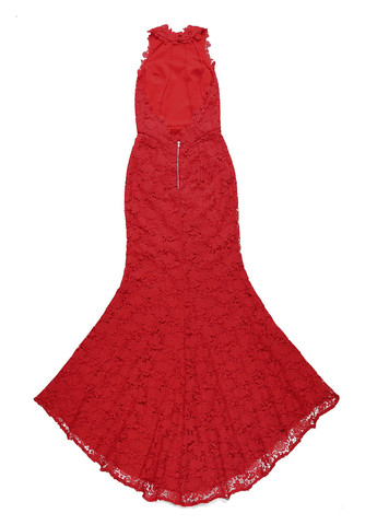 Червона святковий, вечірня сукня годе, з відкритою спиною Jarlo однотонна