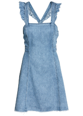Голубое джинсовое платье короткое H&M однотонное