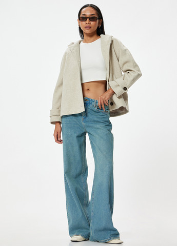 Светло-бежевое Кэжуал полупальто однобортное KOTON меланж