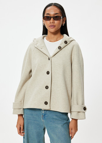 Светло-бежевое Кэжуал полупальто однобортное KOTON меланж