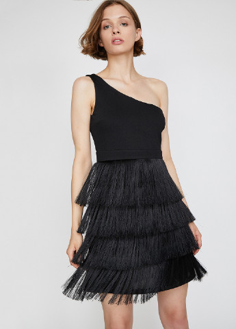Чорна коктейльна плаття, сукня з відкритими плечима KOTON однотонна