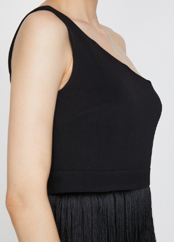 Черное коктейльное платье с открытыми плечами KOTON однотонное