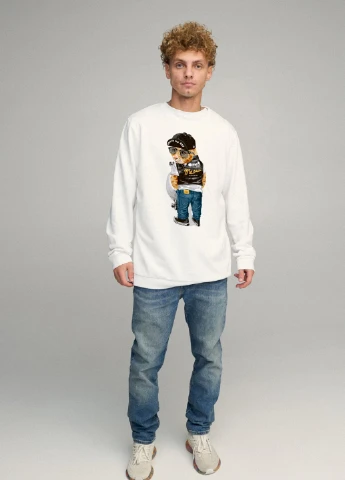 Білий світшот чоловічий oversize /no flis/ YAPPI малюнок (251791344)