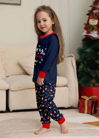 Темно-синяя всесезон пижама (лонгслив, брюки) лонгслив + брюки SHEIN