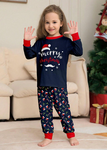 Темно-синяя всесезон пижама (лонгслив, брюки) лонгслив + брюки SHEIN