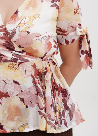 Біла блуза на запах Blue Rain