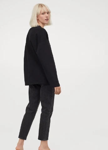 Чорний світшот демісезон,чорний, H&M Basic (255192848)